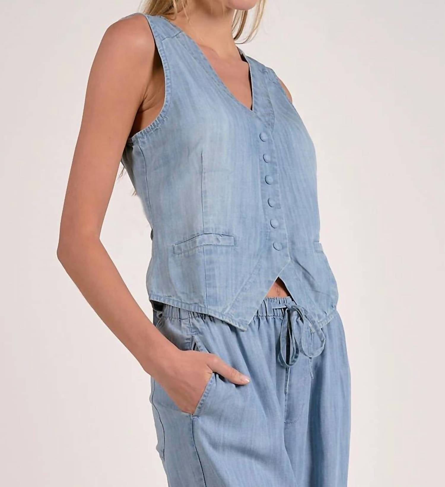 Elan - Button Front Tencel Vest