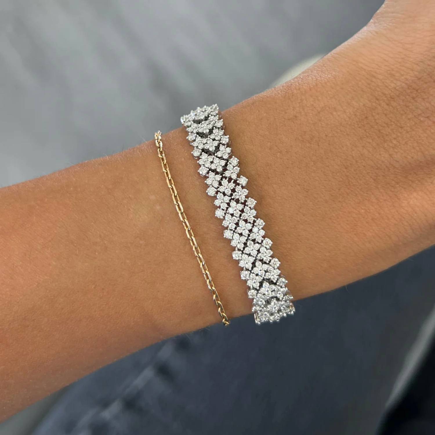 Diana M Jewels - 3.00 Cts Diamond Cluster Bar Link Bracelet