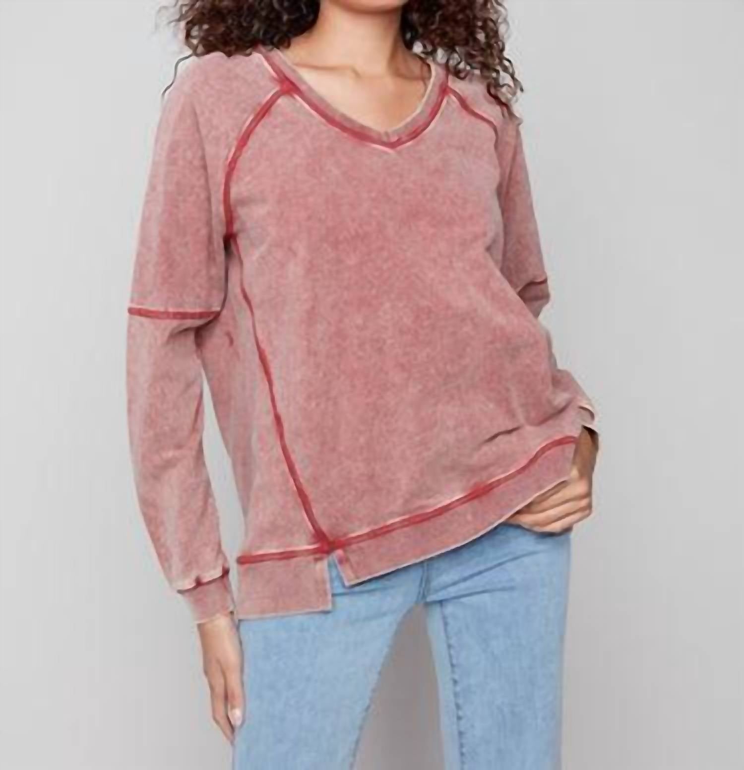 Charlie B - Cold Dye French Terry V-neck Top