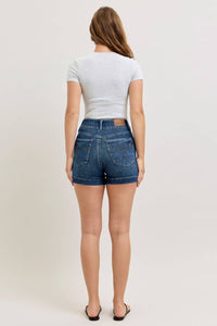 Judy Blue High Waist Tummy Control Slim Denim Short in blue 1 - women's shorts - detail view