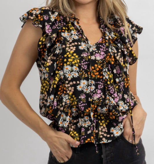 LYLAH FLORAL RUFFLED SLEEVE BLOUSE