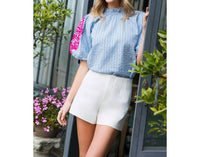 Thml - Embroidered Puff Sleeve Striped Top