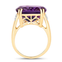 Diana M Jewels Women's Cushion Natural African Amethyst Fashion Ring (11.42 Ct) - Luxe in 14k yellow gold - women's jewelry - detail view