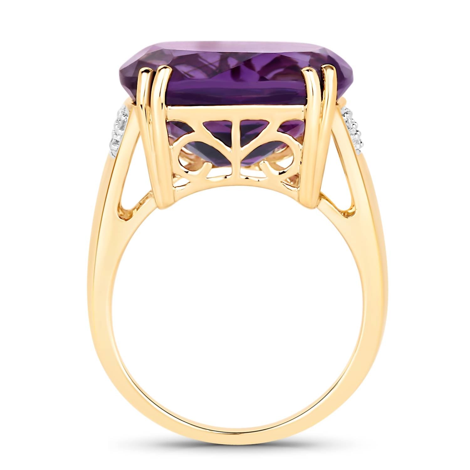 Diana M Jewels Women's Cushion Natural African Amethyst Fashion Ring (11.42 Ct) - Luxe in 14k yellow gold - women's jewelry - detail view