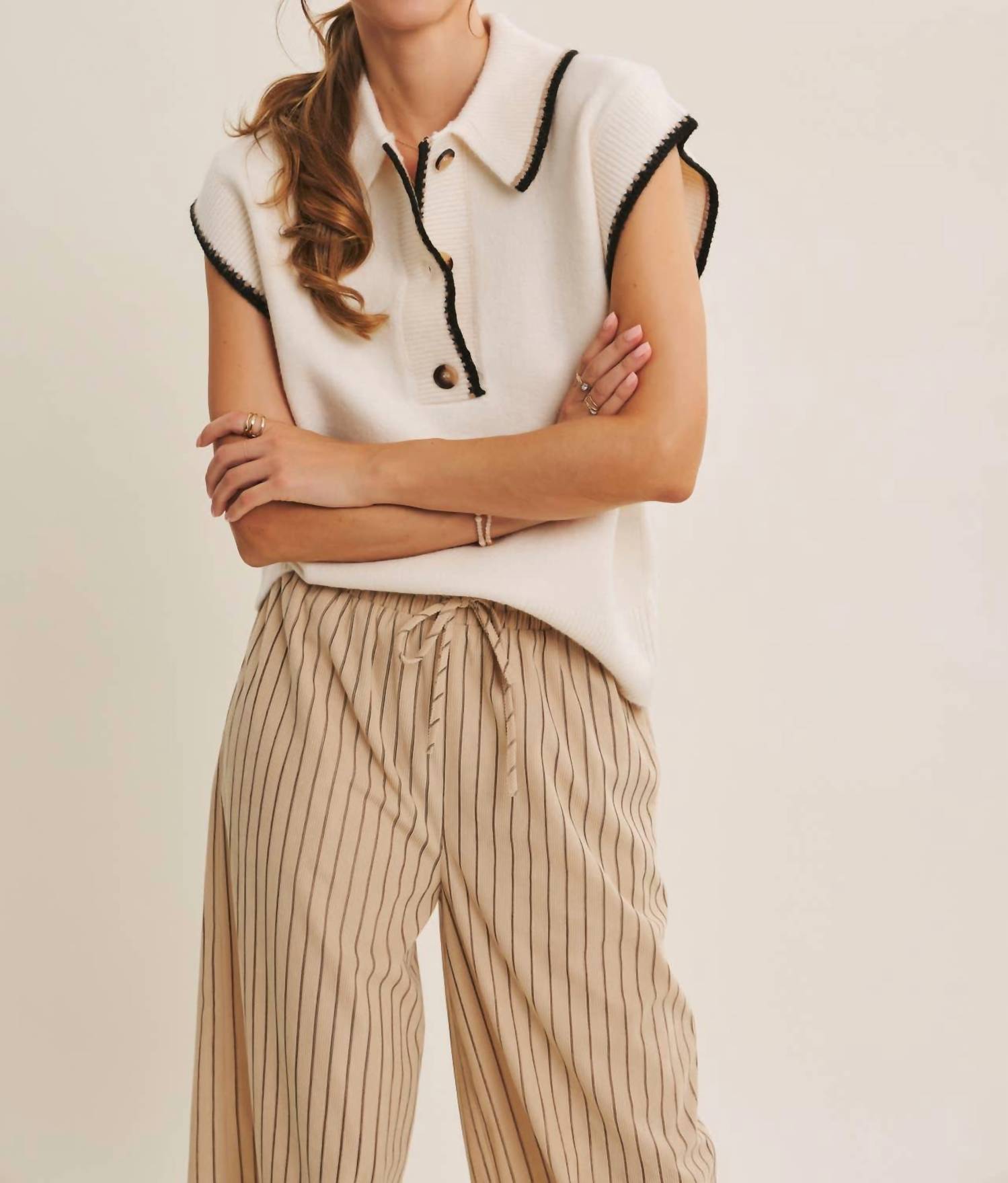 In February - Modern Henley Style Sweater Vest