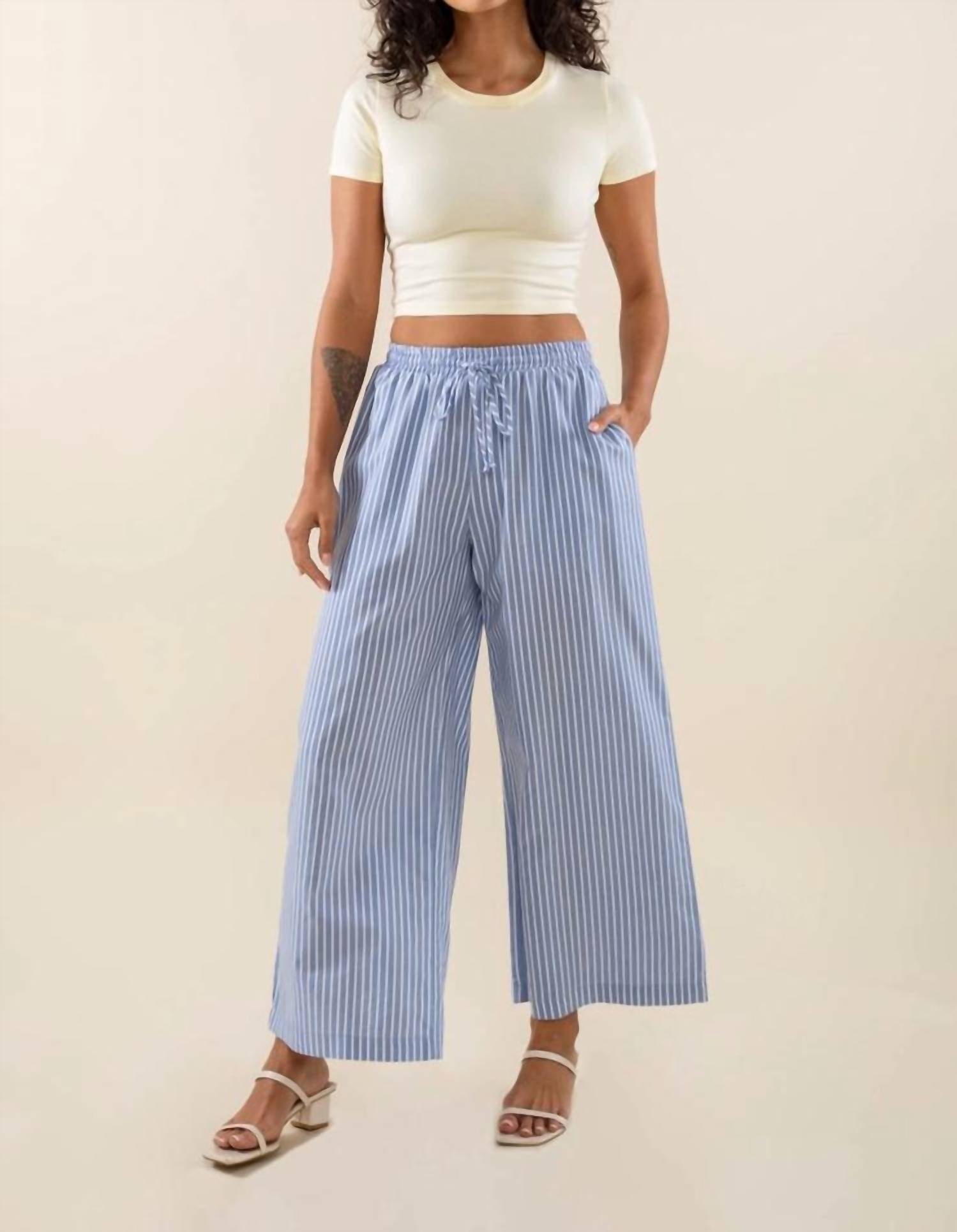 nlt Wrenley Striped Wide Leg Pants in blue - women's pants