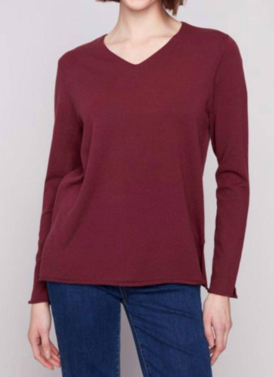 Charlie B - V Neck With Side Slit Sweater