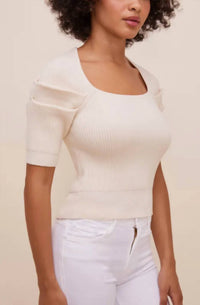 ASTR Adelia Ribbed Knit Sweater in ivory - women's sweater - detail view