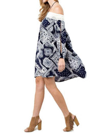 Kori - Batik Patchwork Off the Shoulder Dress