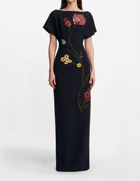 Lela Rose - Savannah Dolman-inspired Cape Cap Sleeves Gown