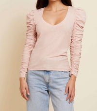 Nation Ltd - Renee Shirred Sleeve V-neck Top