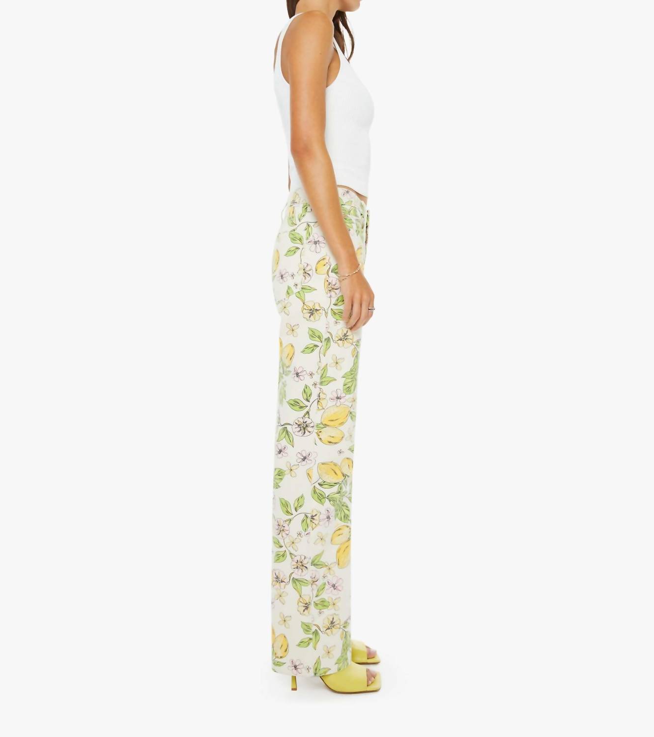 Mother Kick It High-rise Straight Leg Jean in lemonade stand - women's jeans - alternate view