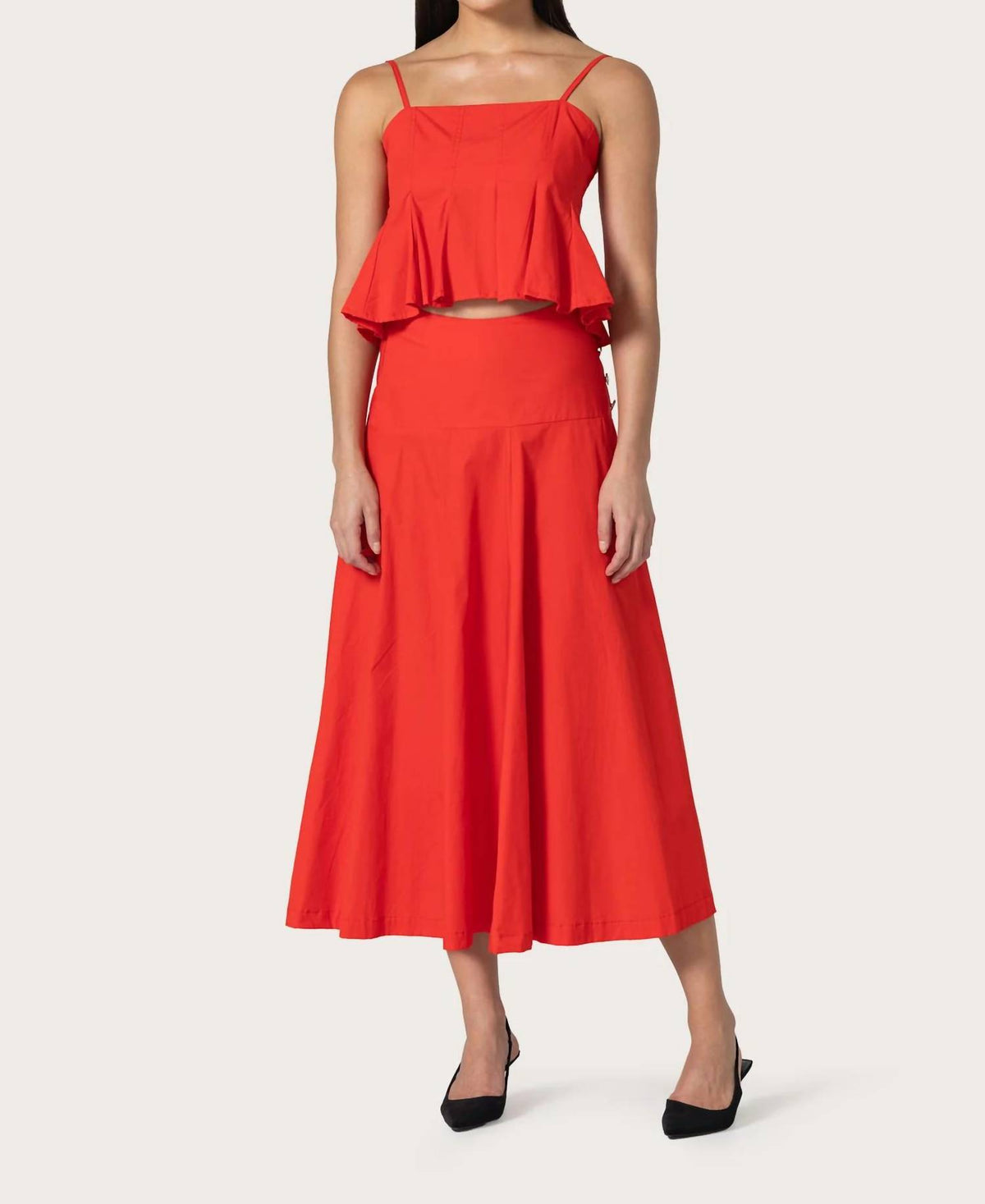 Lusana - Karla Pleated Flared Hem Top