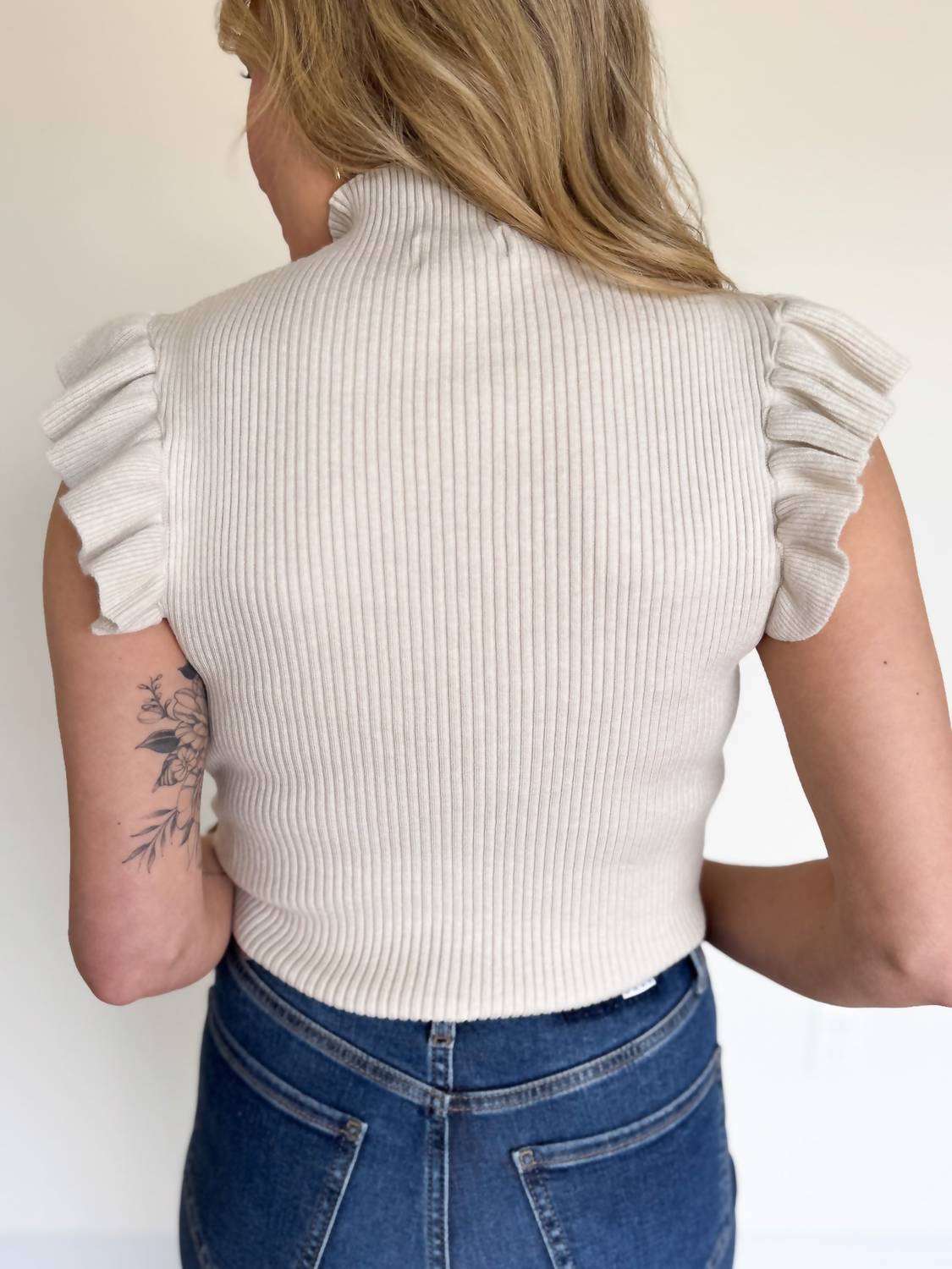 Sadie & Sage - Zoya Ruffle Tank Mock Neck Sweater