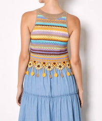 Apricot - Tassel Crochet Top