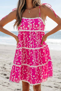 Aapparella - Floral Print Trim Dress