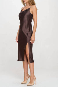 Reneec. - Satin Bias Slip Dress With Slit