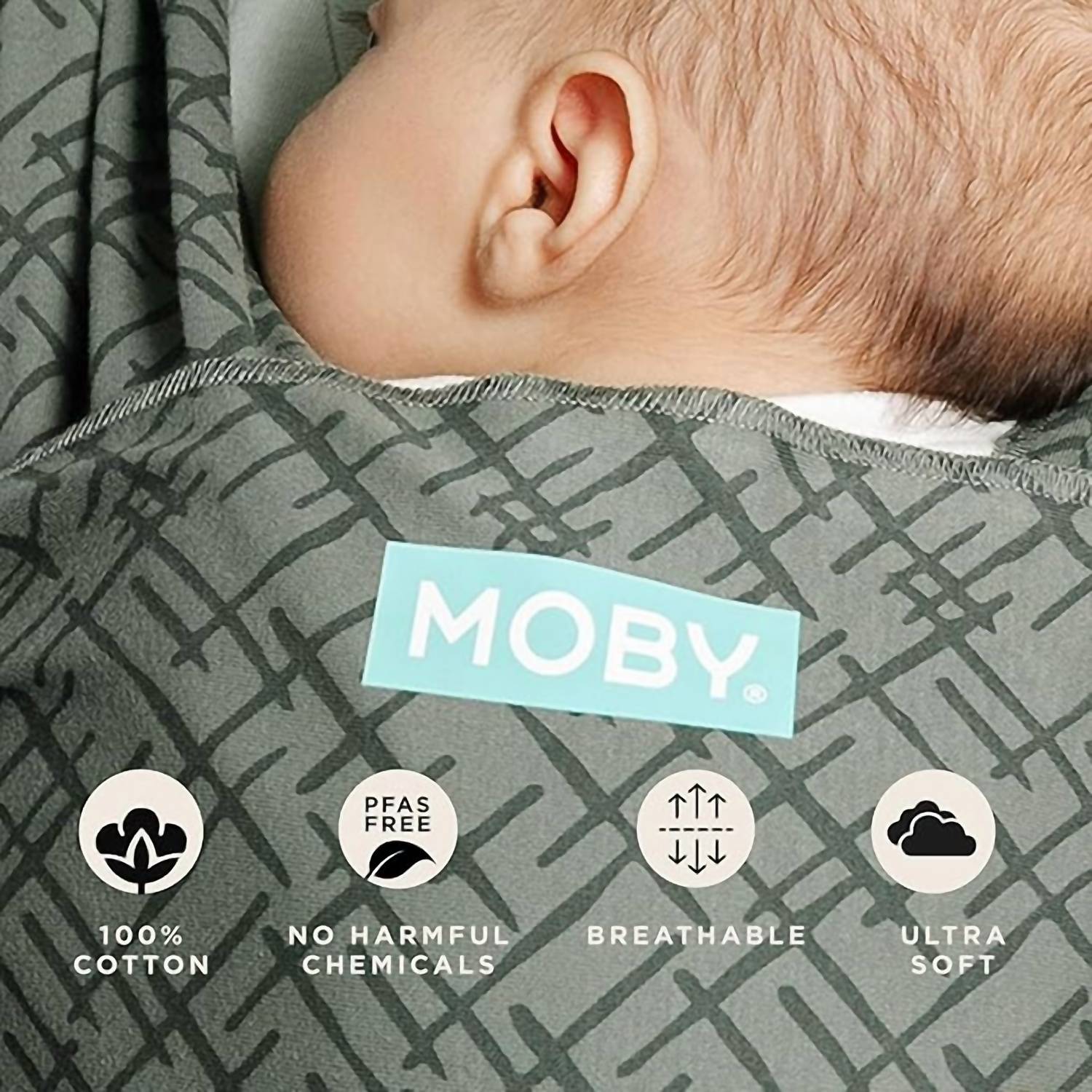 Moby Wrap Classic Wrap Baby Carrier in olive etch - item - detail view