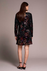 Tribal - Floral Sequin Mesh Lined A-Line Dress