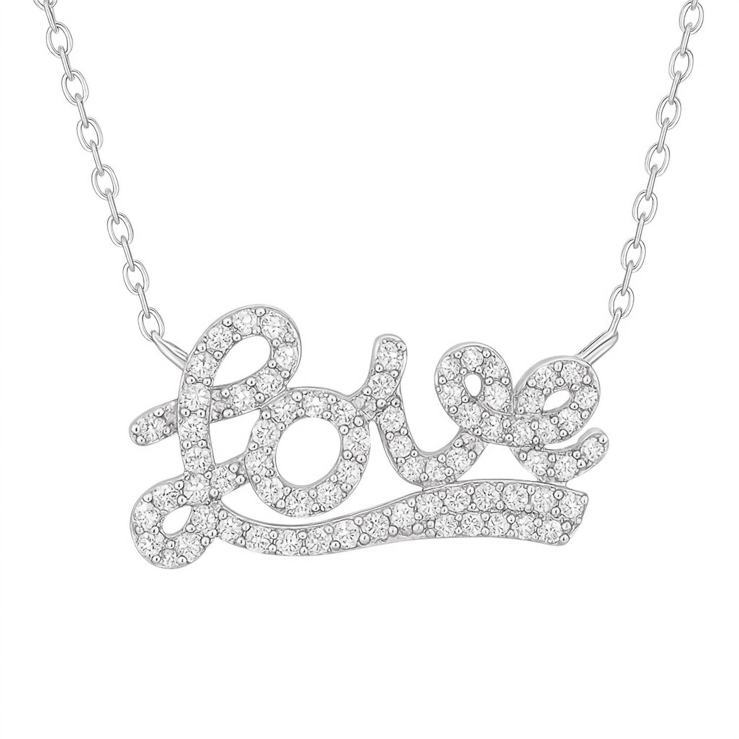 Allyanna Gifts Women's Cubic Zirconia Cursive "love" Necklace in silver - women's jewelry