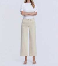 VERVET BY FLYING MONKEY Sadie Crop Wide Leg Jeans in white swan - women's jeans