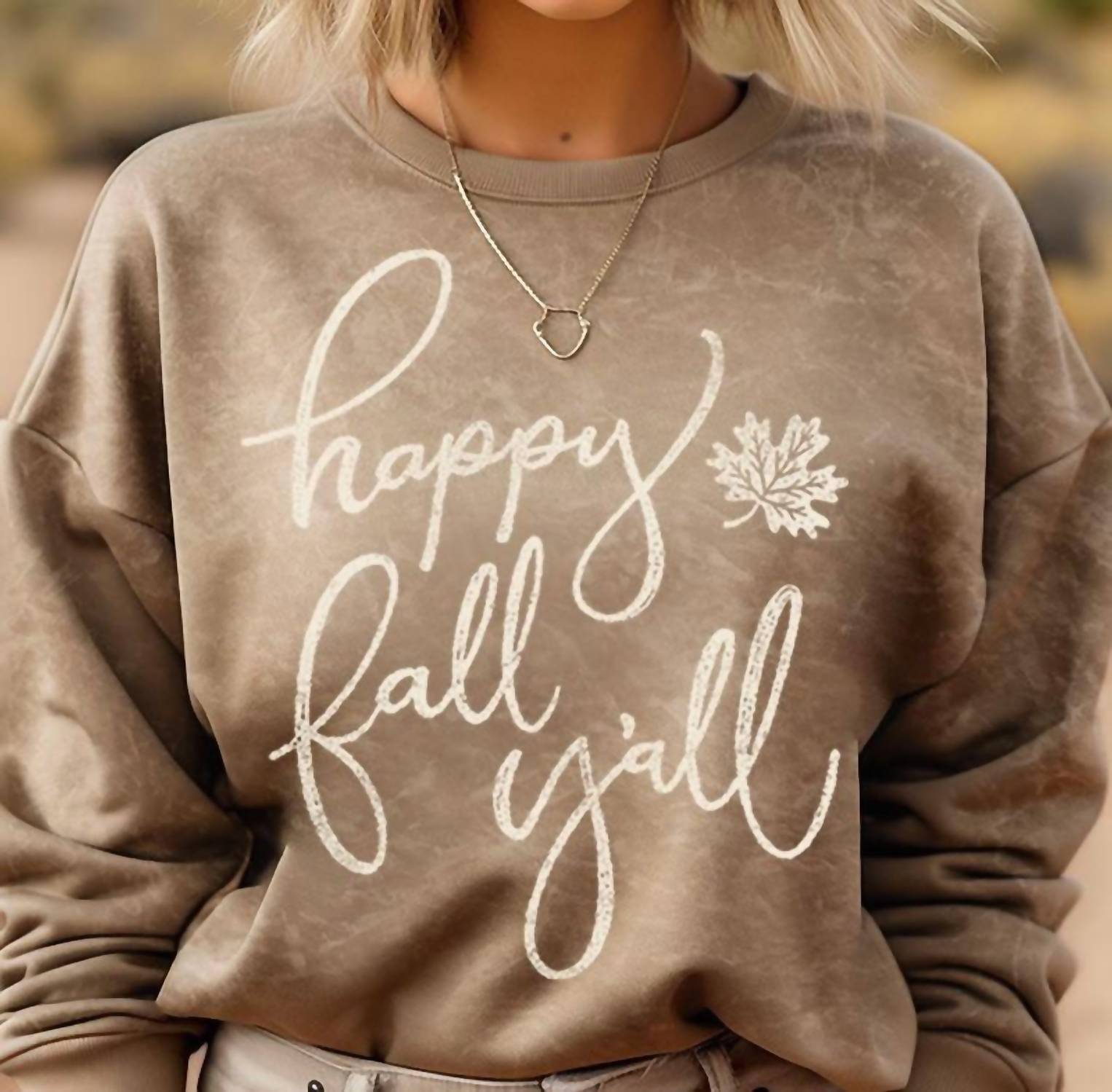 Hrt & Luv - Happy Fall Y'all Mineral Graphic Sweatwhirts