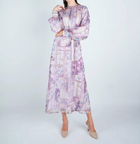 John Abgin - Organza Printed Puff Sleeve Maxi Dress