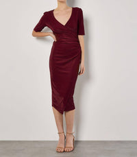 Apricot - Foil Sparkle Side Ruched Dress