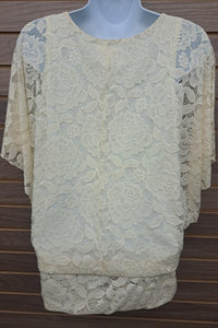 Brittany Black - Women's Kimono Sleeve Lace Top W/ Undershirt