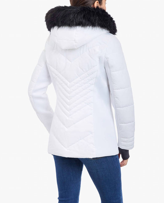 London Fog - Zip-front Puffer Jacket With Removable Faux Fur Trimmed Hood