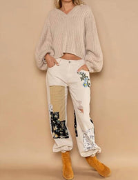Pol - Hooded V-neck Balloon Sleeve Pullover
