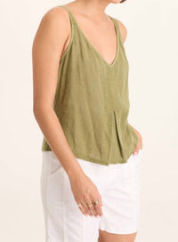 Wearables Hedley Gauze Jersey Box Pleat Tank Top in tone lime green - women's tank top - alternate view