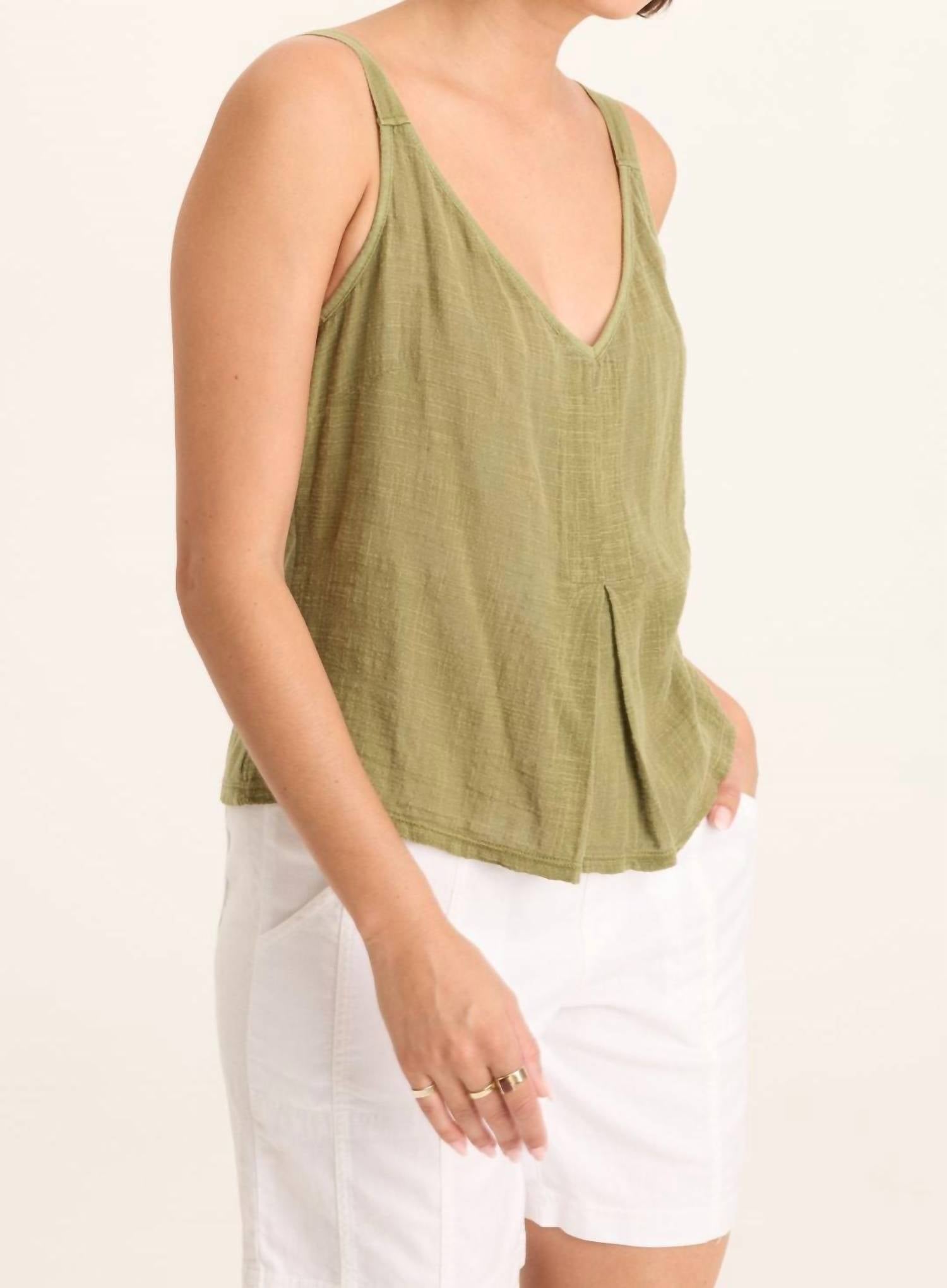 Wearables Hedley Gauze Jersey Box Pleat Tank Top in tone lime green - women's tank top - alternate view