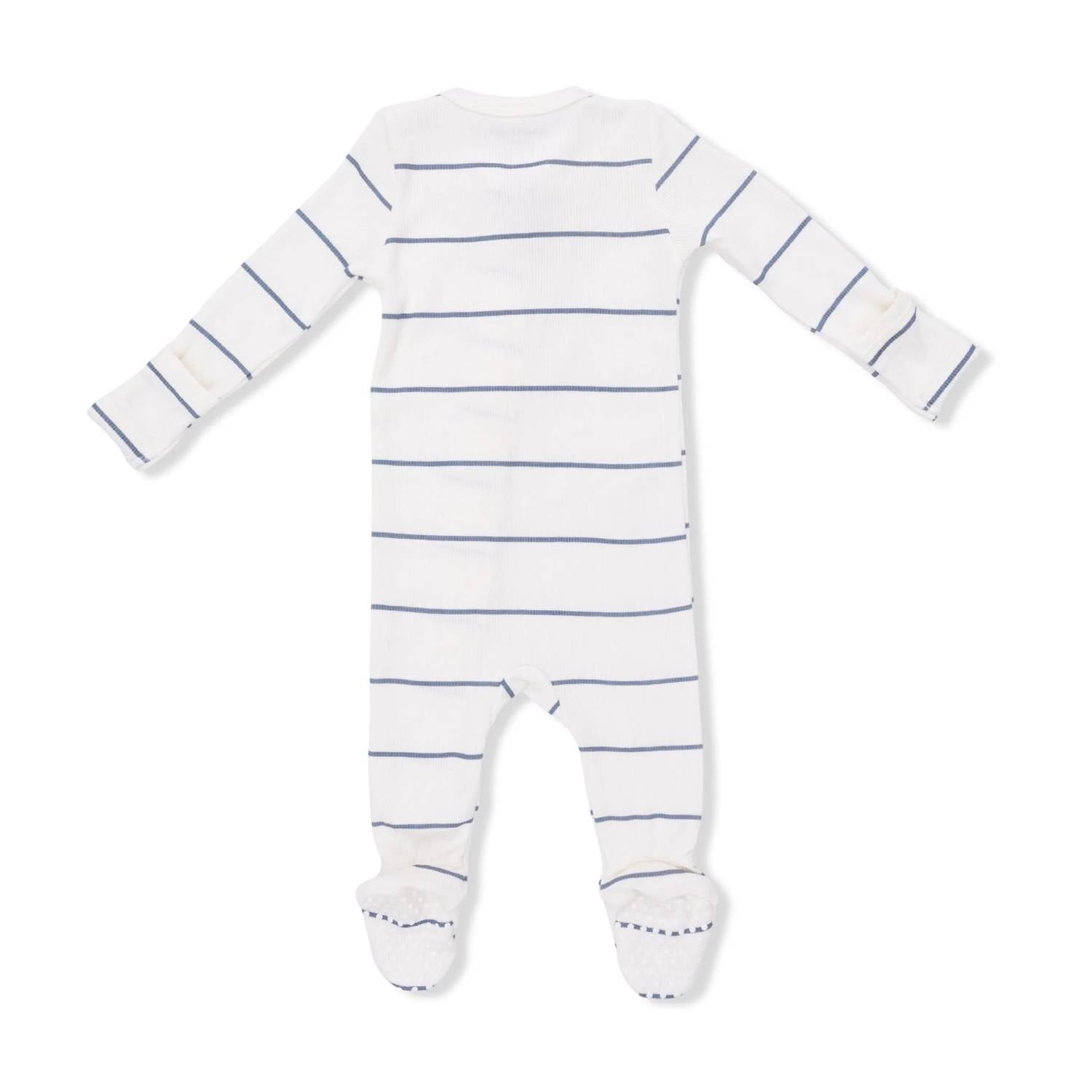 Angel Dear - Kids Vintage Stripe Ribbed Modal 2 Way Zipper Footie