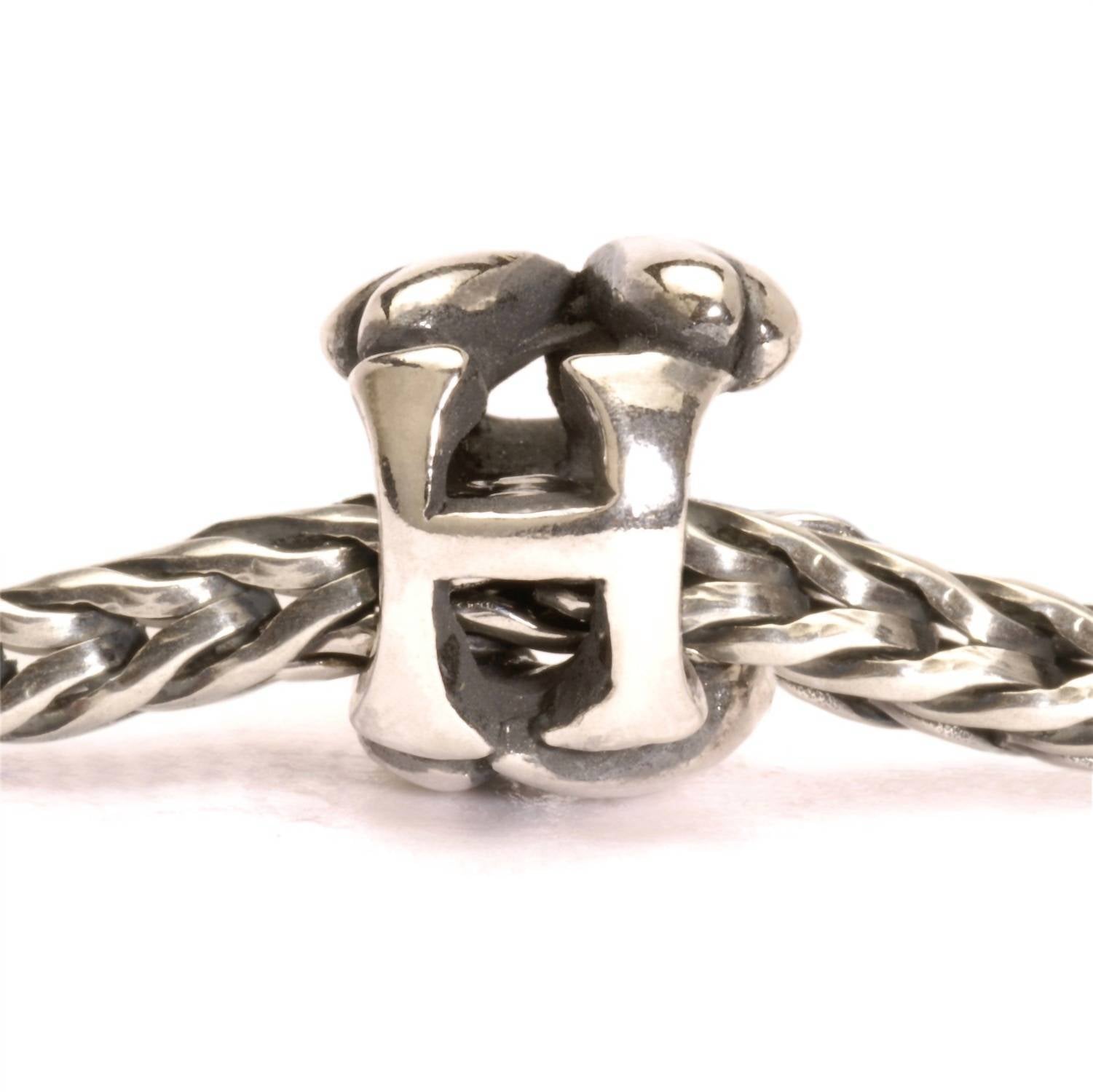 Trollbeads Letter H Sterling Bead in silver - women's jewelry - detail view