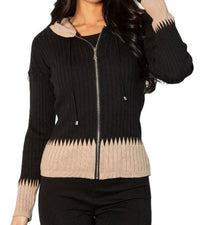 Zip Hoodie Ribbed Cardigan