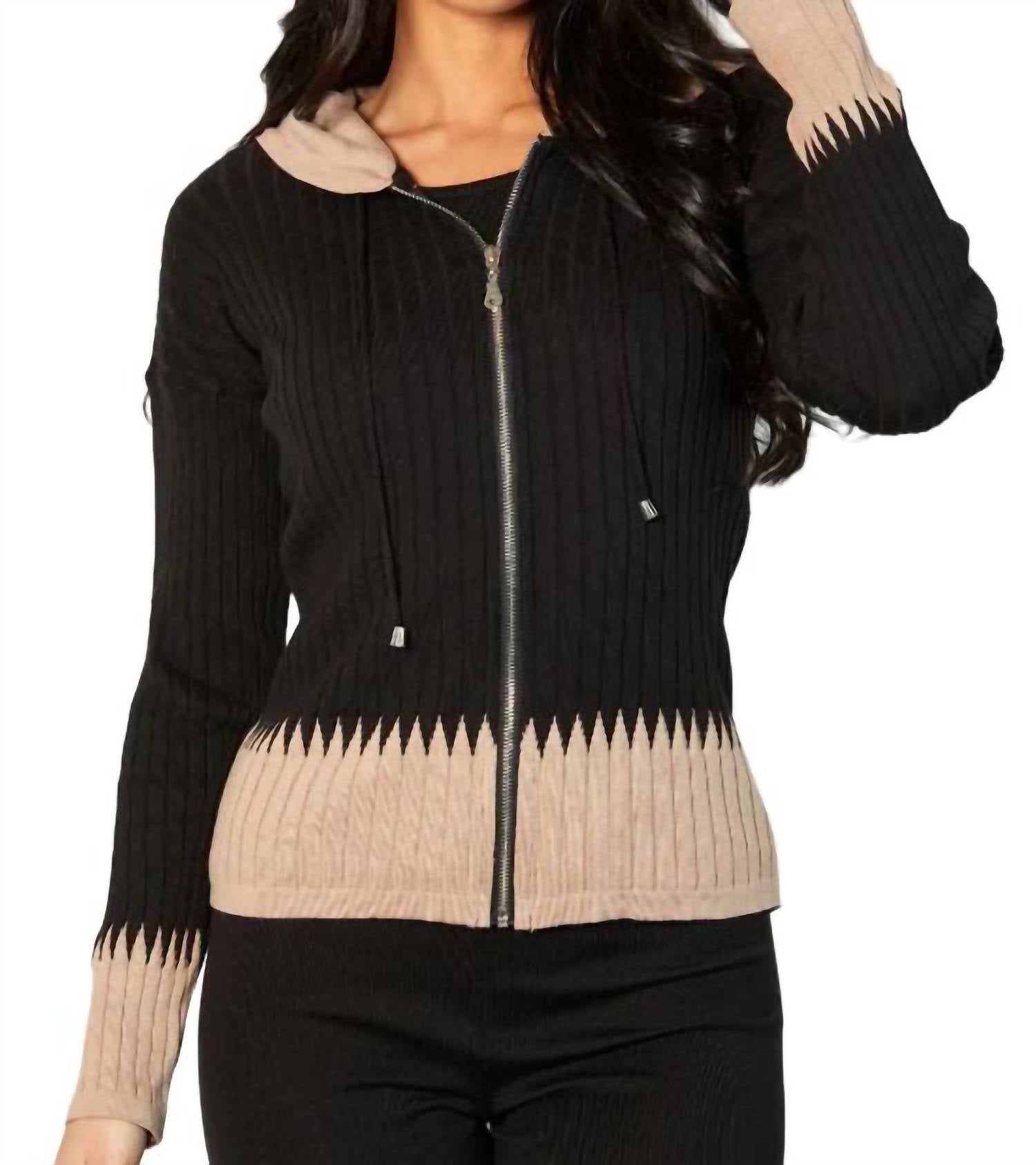 Zip Hoodie Ribbed Cardigan