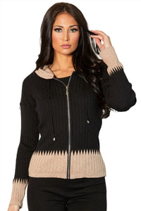 Zip Hoodie Ribbed Cardigan