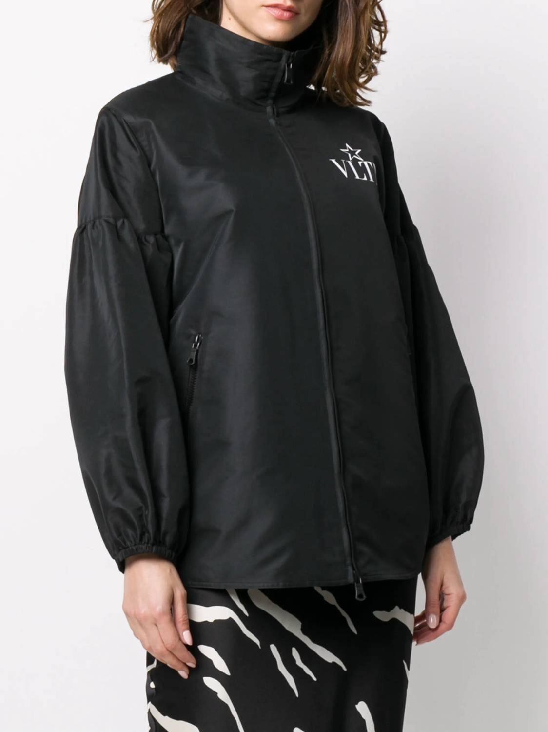 Valentino Logo Print Bomber Jacket in black - women's jacket - view 85