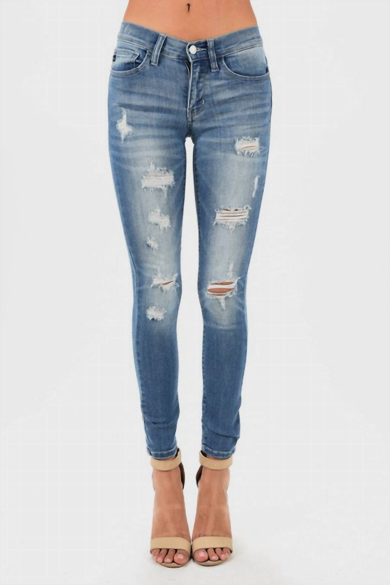 Judy Blue Bootyfull Destroyed Skinny Jean - Plus in blue - women's jeans