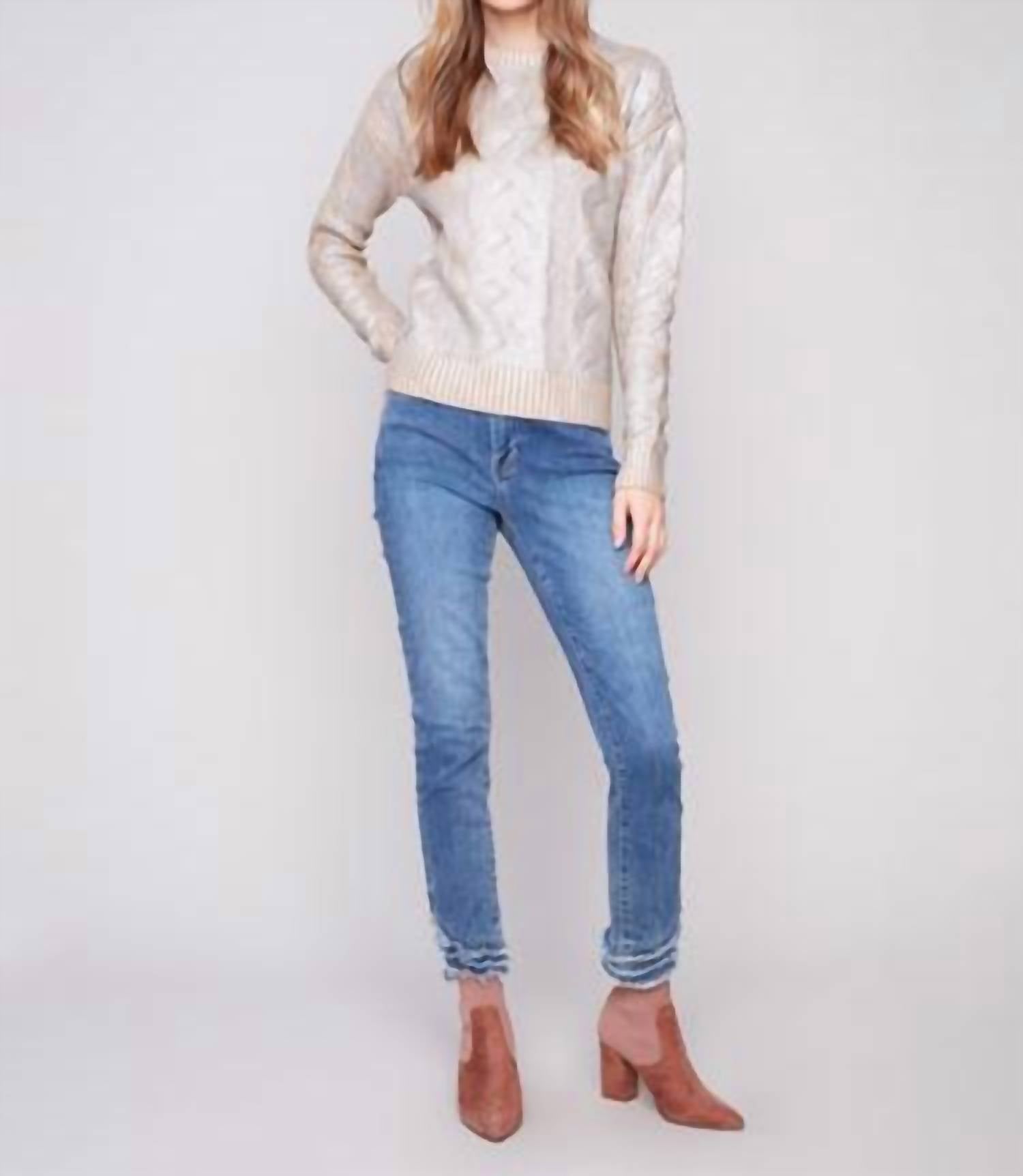 Charlie B - Metallic Cable Knit Sweater