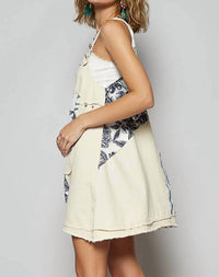 POL Floral Print Contrast Twill Mini Dress in oatmilk - women's dress - alternate view