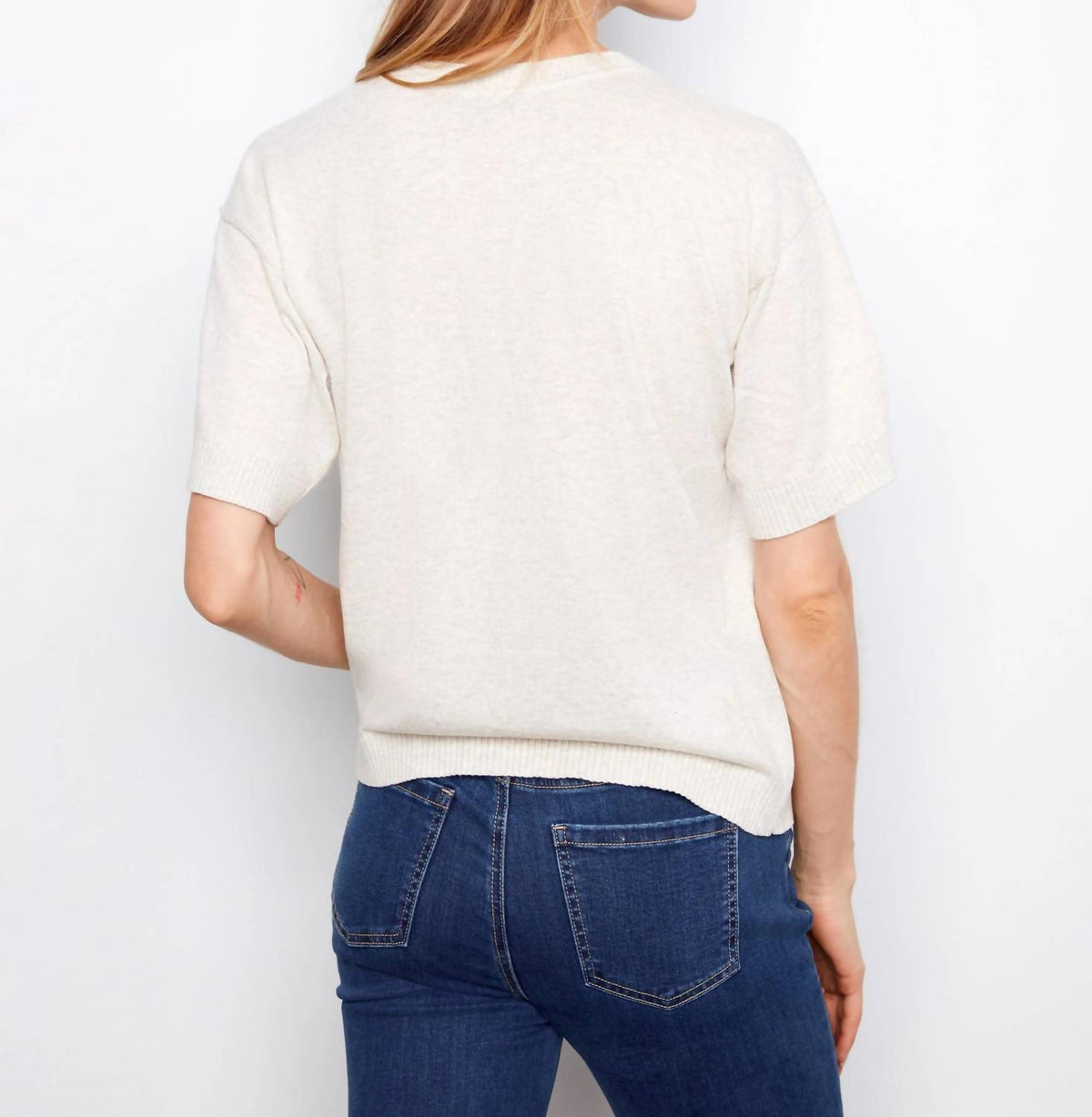 Charlie B - Short Sleeve Abstract Animal Lightweight Sweater Top