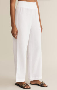 Z Supply Cassidy Gauze Full Length Pant in white - women's pants - detail view