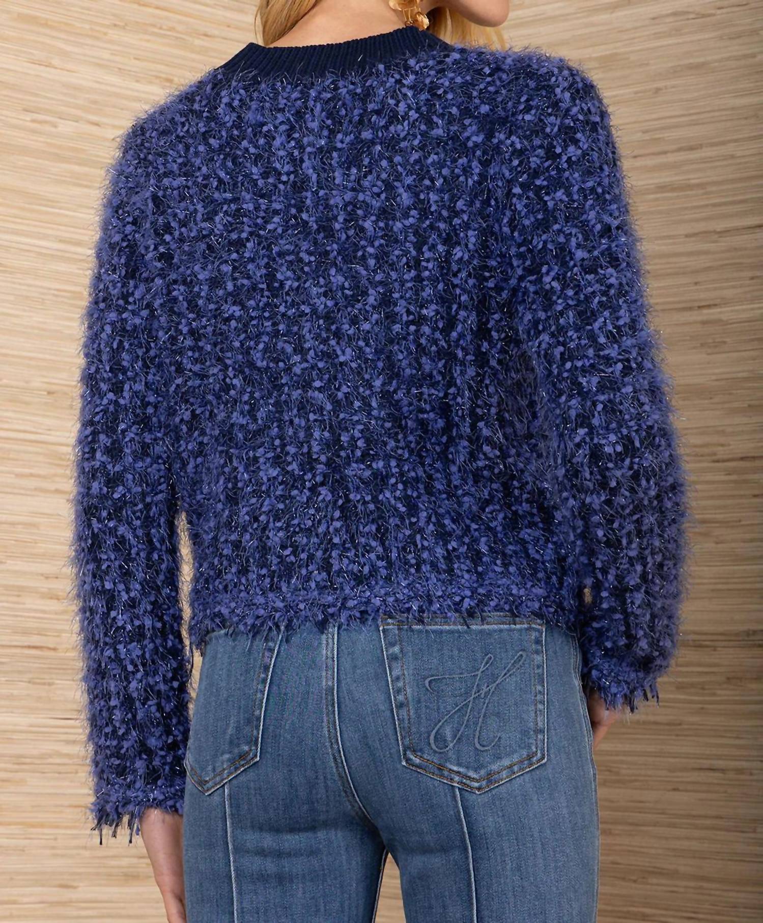 HALE BOB Madalyn Boucle Cardigan in blue - women's cardigan - detail view