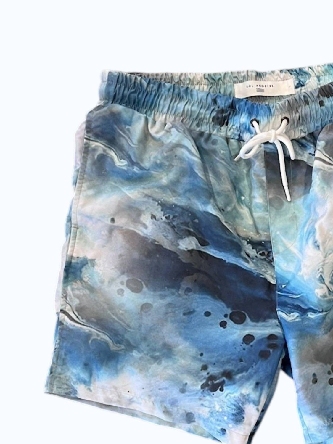 SOL ANGELES Men's Marble Swirl Short in multi - men's swimwear - detail view
