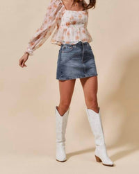 So Me - Washed Denim Mini Skirt