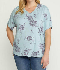 Entro - Floral Pattern V-neck Top
