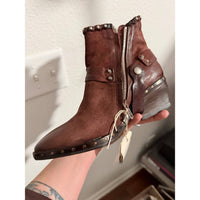A.S.98 - Women's Distressed Leather Studded Ankle Boots