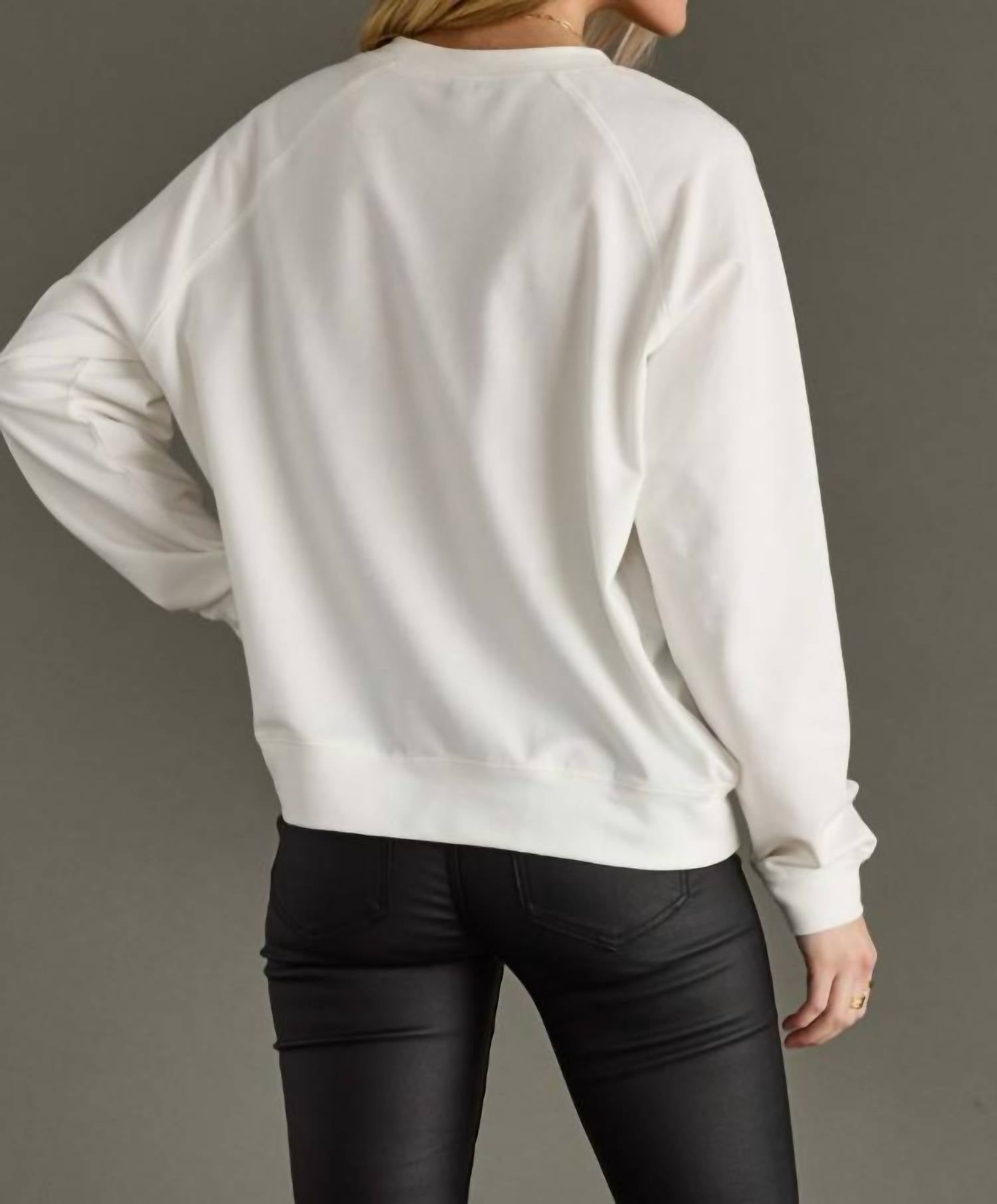 Panache Apparel Ski Girl Sweatshirt in white - women's top - alternate view